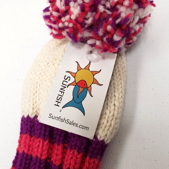 Sunfish The Steeplechase Golf Driver Headcover Knit Pink Purple Pom Pom - Picture 5 of 7